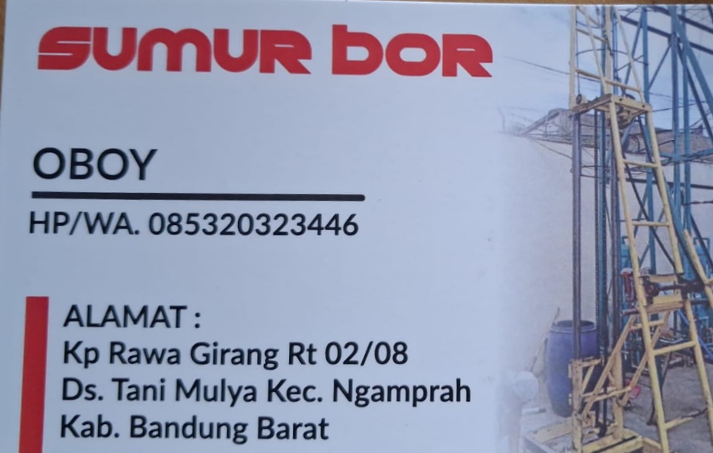 Oboy Sumur Bor Bandung | Jasa Pembuatan Sumur Bor Bandung | Pengeboran Jet Pompa Bandung | Sumur Bor Terdekat Bandung | 085320323446